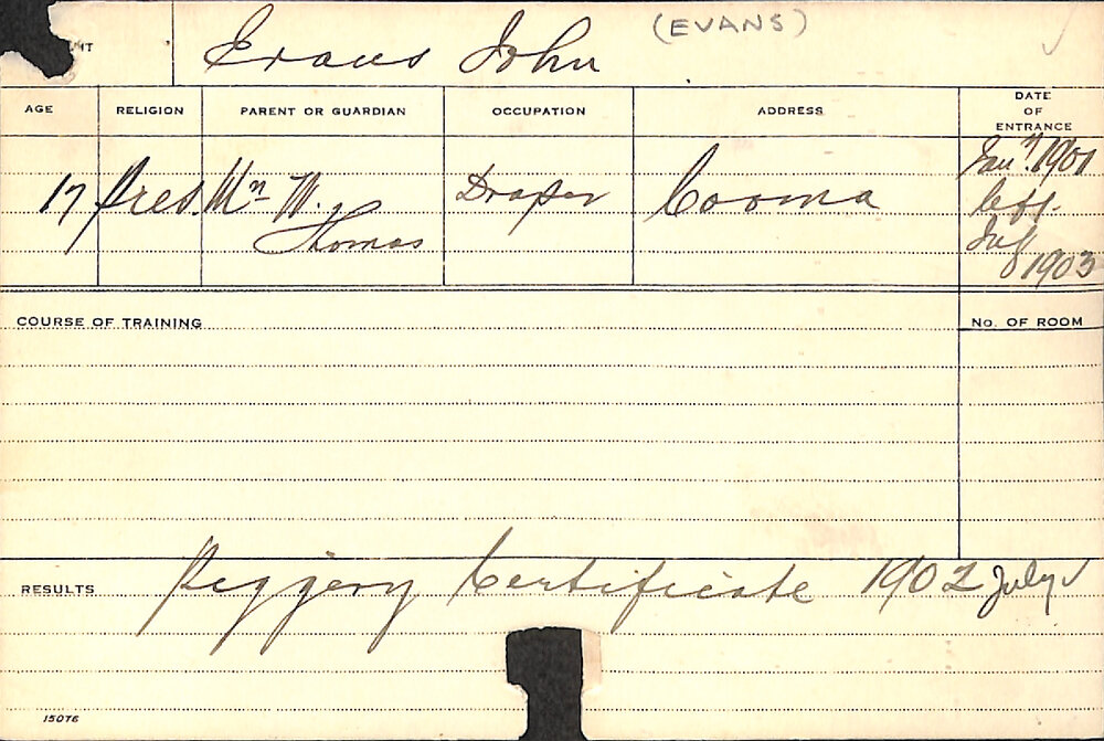 EVANS, John (Jack) (Special Courses - Piggery, Blacksmith, Agriculture, Experimental Plots)