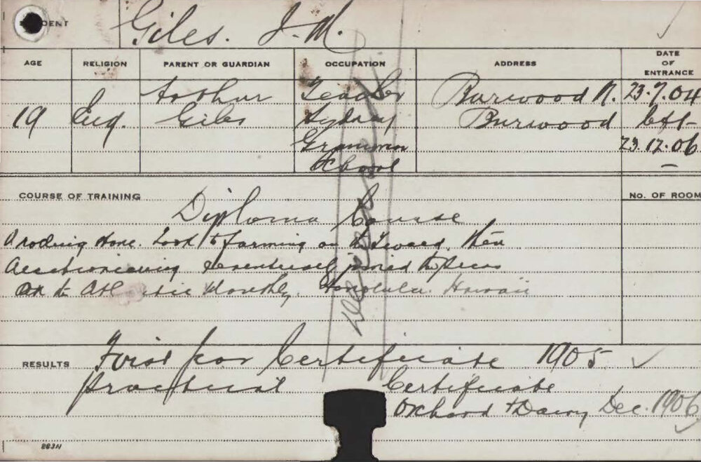 GILES, JM (Diploma Course)