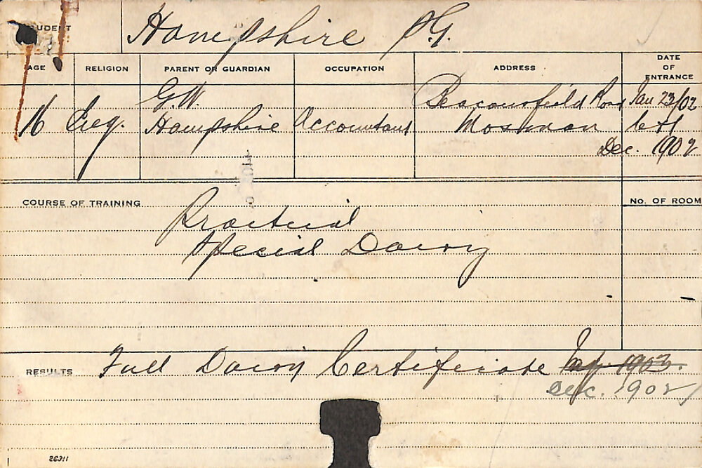 HAMPSHIRE, Percy George (Practical &amp; Special Dairy Course)