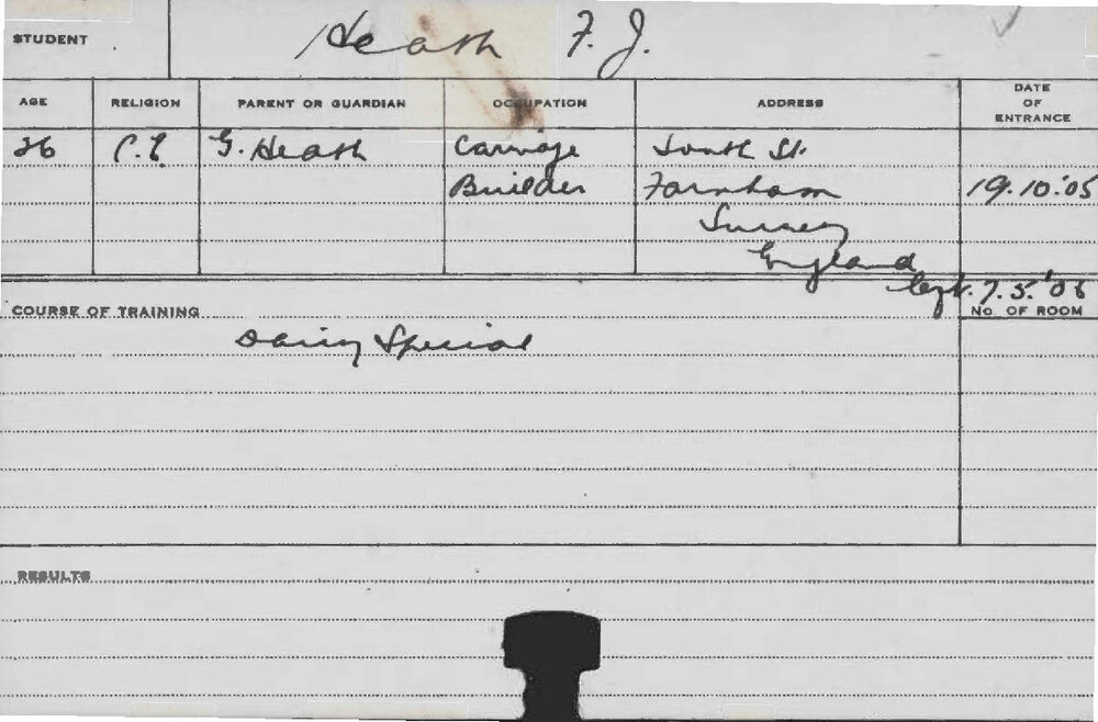 HEATH, FJ (Special Course - Dairy)