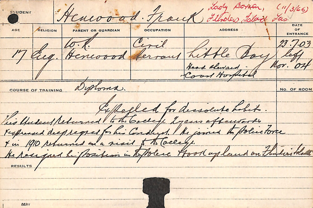 HENWOOD, Frank A (Diploma)