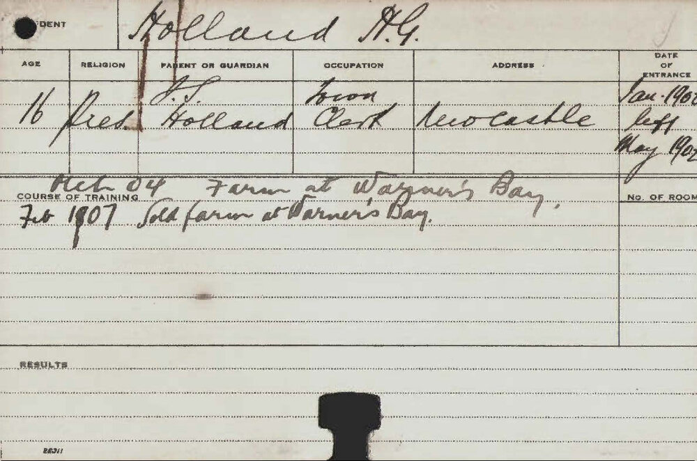 HOLLAND, HG (Course Not Identified)