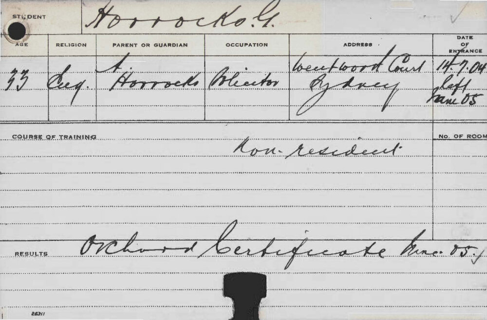 HORROCKS, George (Certificate - Orchard)