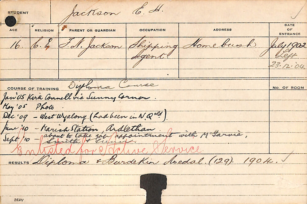JACKSON, EH (Diploma Course)