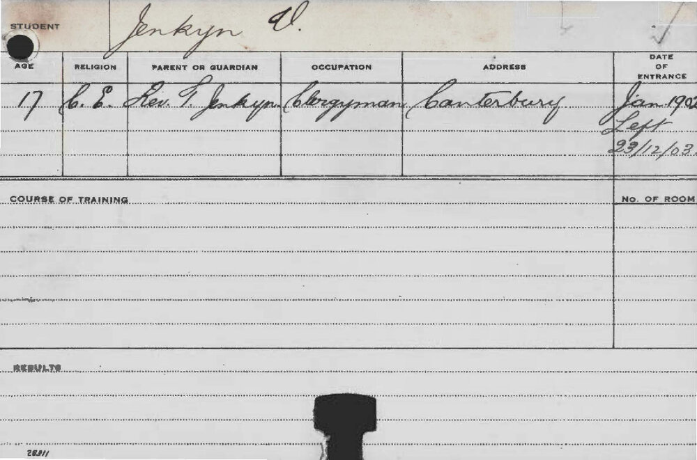 JENKYN, Vernon (Course Not Identified)