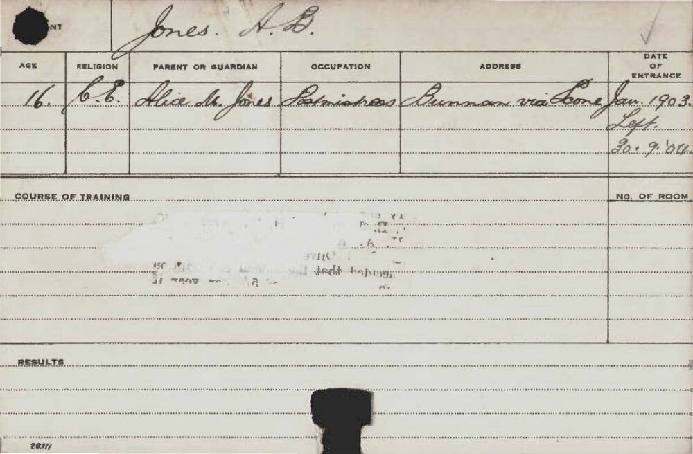 JONES, AB (Course Not Identified)
