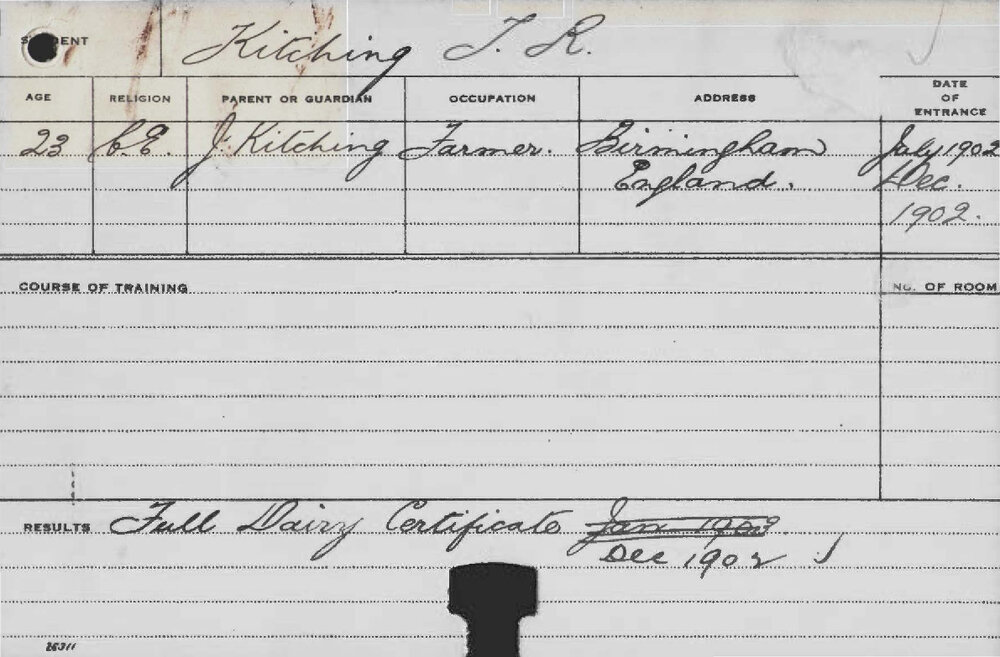 KITCHING, TR (Certificate - Dairy)