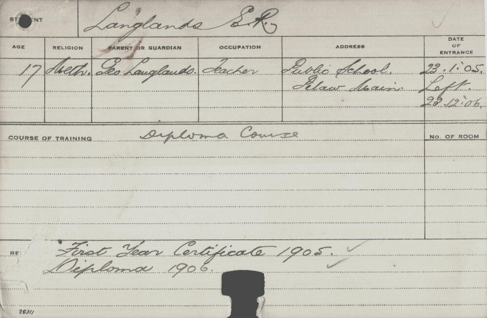 LANGLANDS, Edgar Robert (Diploma Course)