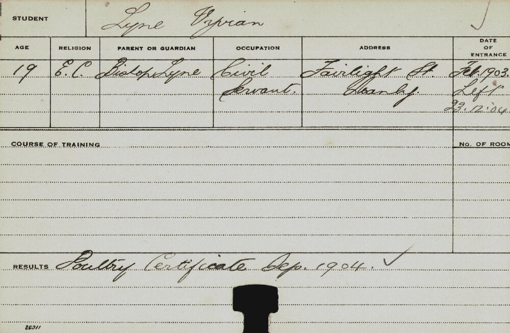 LYNE, Vyvian (Certificate - Poultry)