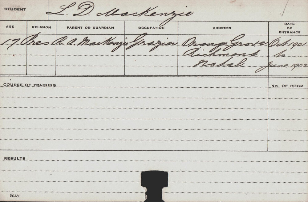 MACKENZIE, LD (Course Not Identified)