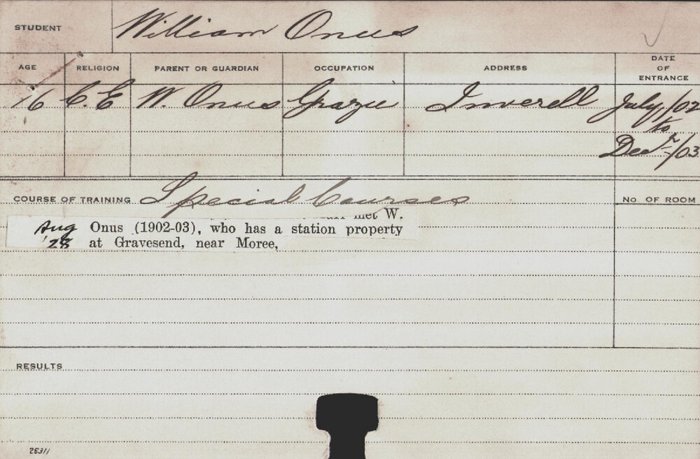ONUS, William (Special Courses)