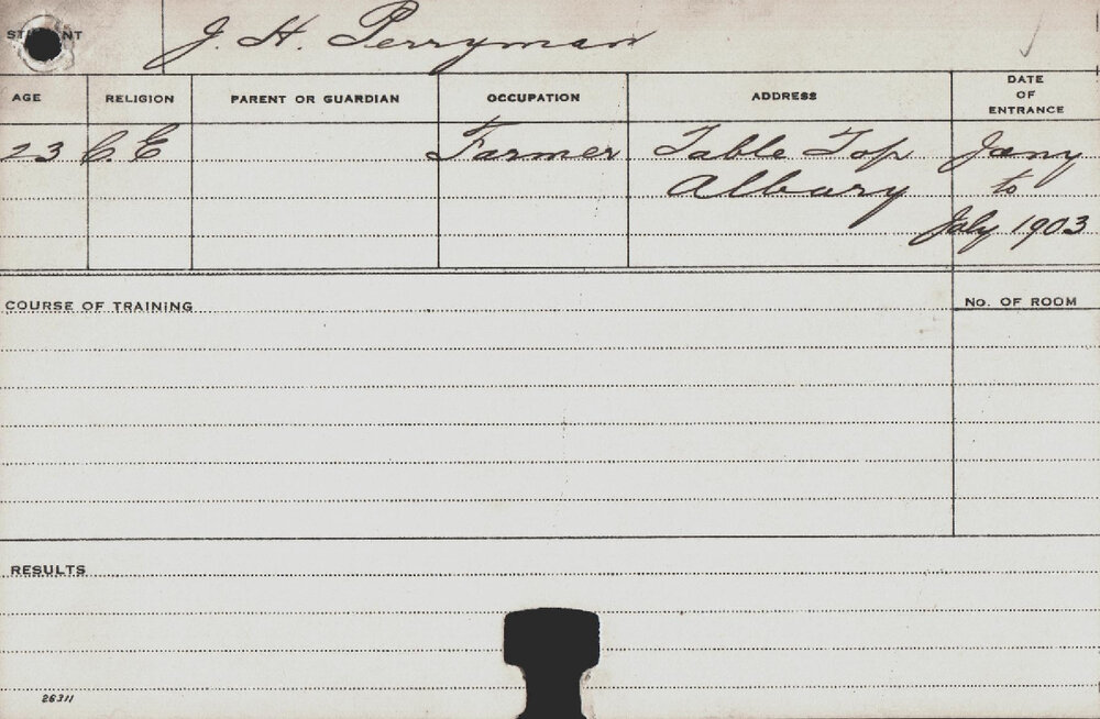 PERRYMAN, JH (Course Not Identified)