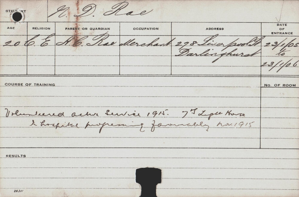 RAE, Noel D (Diploma?)