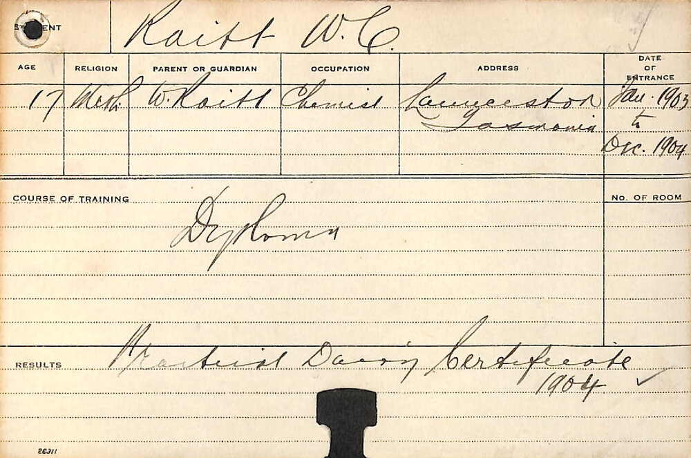 RAITT, Charles (Diploma/ Practical Dairy Certificate)
