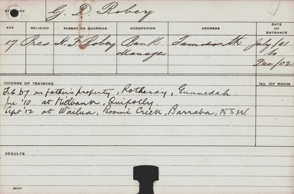 ROBEY, GD (Course Not Identified)