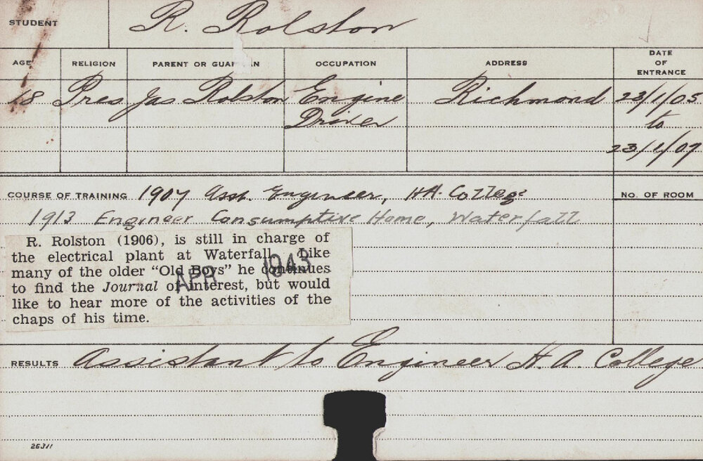 ROLSTON, R (Course Not Identified)