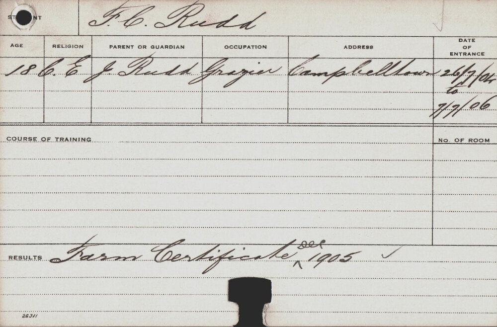 RUDD, FC (Farm Certificate)