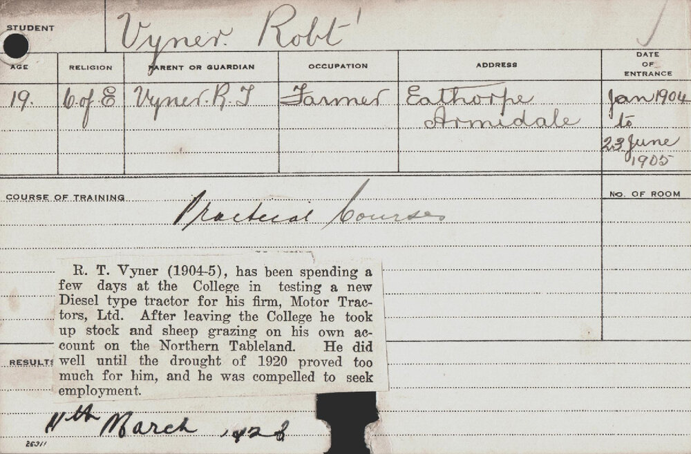 Vyner, Robt T (Practical Courses)