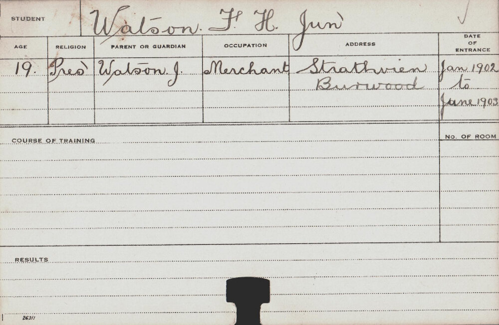 Watson, FH (Junior) (Course Not Identified)