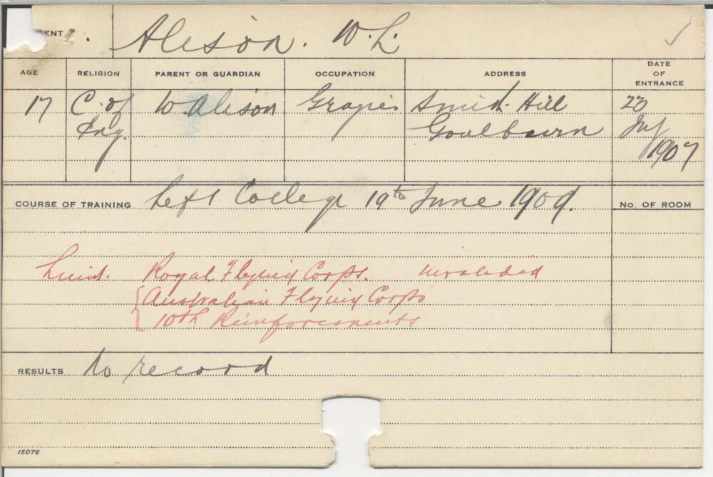 ALISON, W L (Practical class and Diploma?)