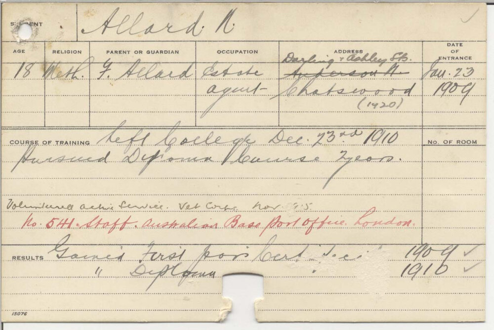 ALLARD, Norman (Hawkesbury Diploma of Agriculture (HDA))