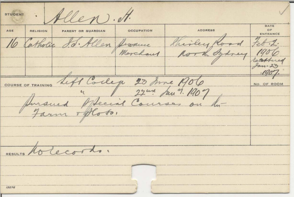 ALLEN, H (Special Courses - Farm &amp; Plots)