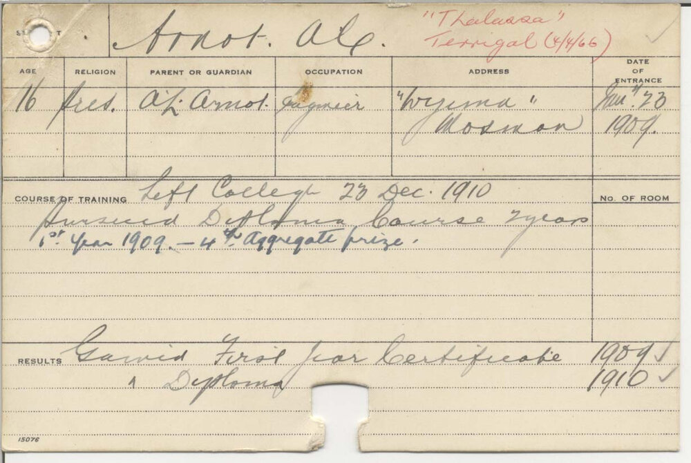 ARNOT, A C (Hawkesbury Diploma of Agriculture (HDA))