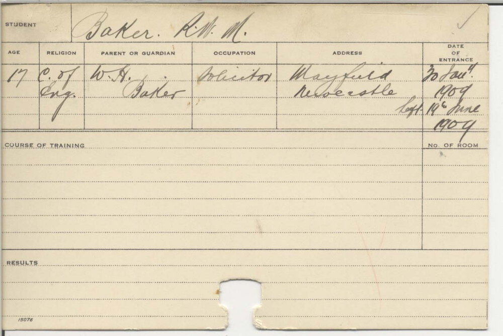 BAKER, R W M (Course Not Identified)