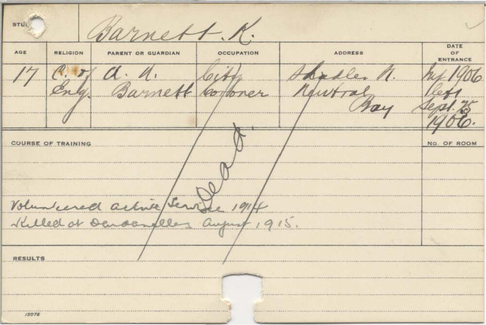 BARNETT, Knight (Course Not Identified)