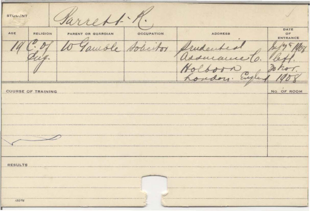 PARRETT, R (Course Not Identified)