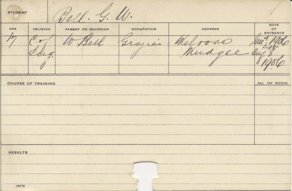 BELL, G W (Course Not Identified)