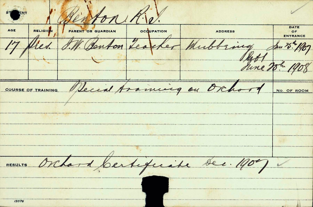 BENTON, Reg J (Certificate - Orchard)