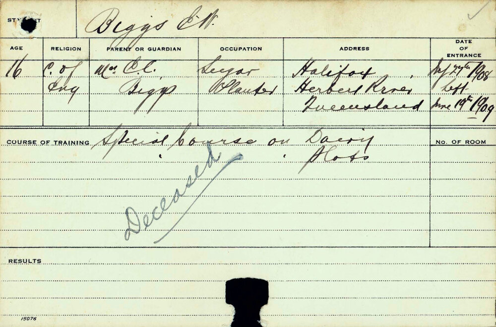 BIGGS, EW (Special Course - Dairy &amp; Plots)