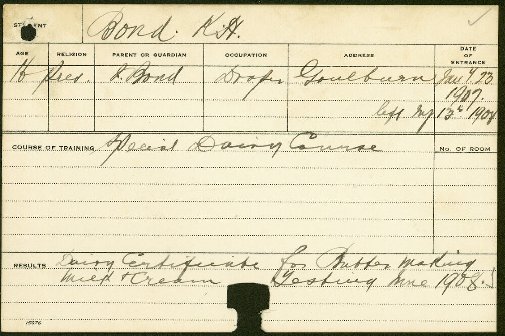 BOND, KH (Special course - Dairy)