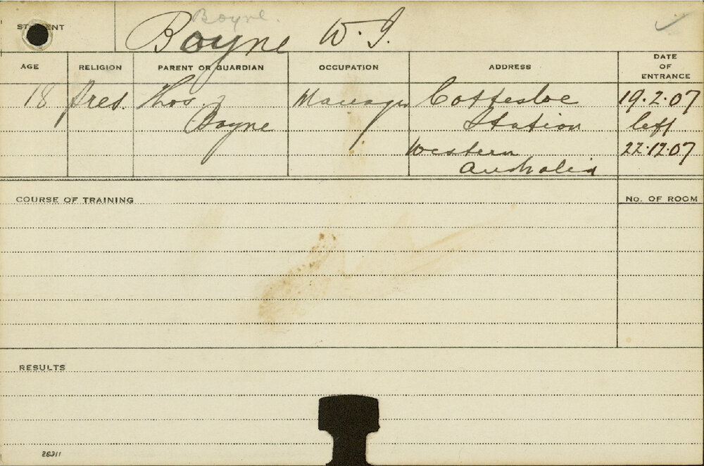 BOYNE, William J (Diploma?)