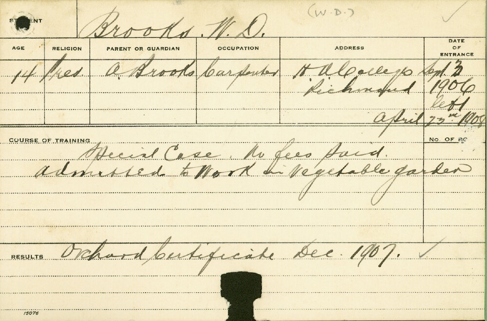 BROOKS, William D (Certificate - Orchard)