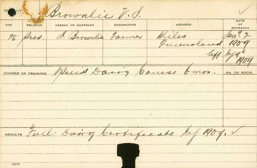 BROWNLIE, VJ (Certificate - Dairy)
