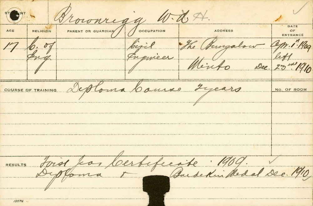 BROWNRIGG, WH (Hawkesbury Diploma of Agriculture (HDA) &amp; Burdekin Medal - 1910)