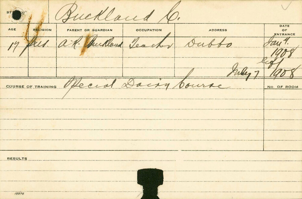 BUCKLAND, C (Special Course - Dairy)