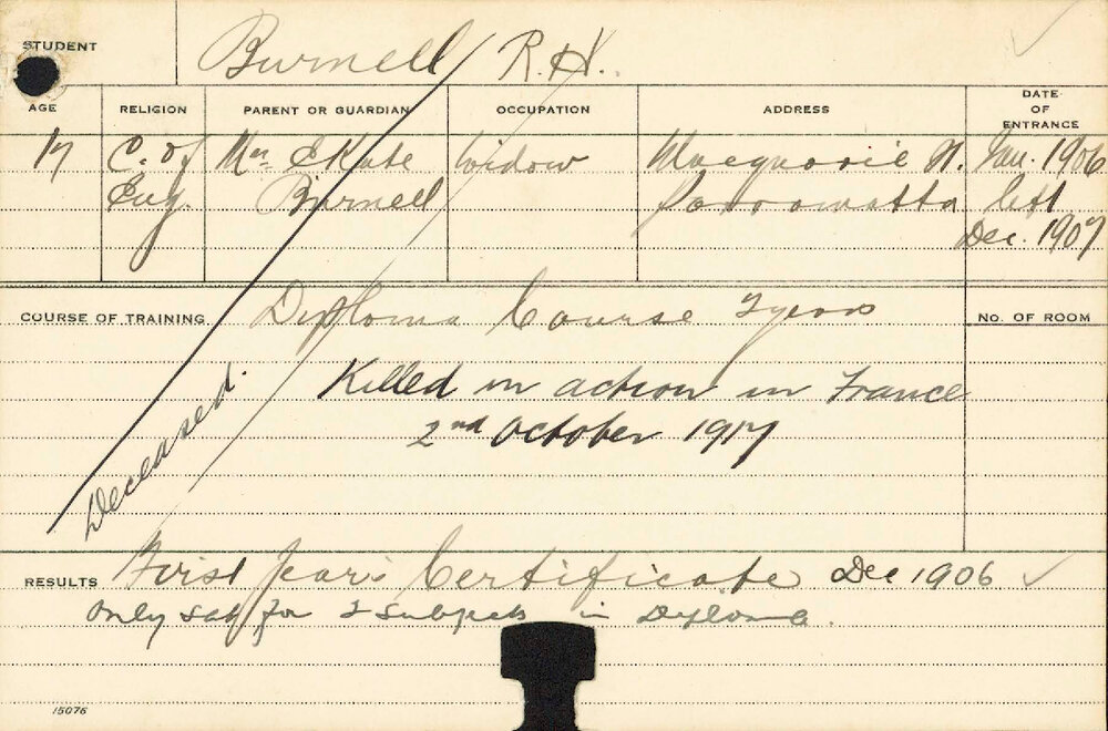 BURNELL, RH (Hawkesbury Diploma of Agriculture (HDA))