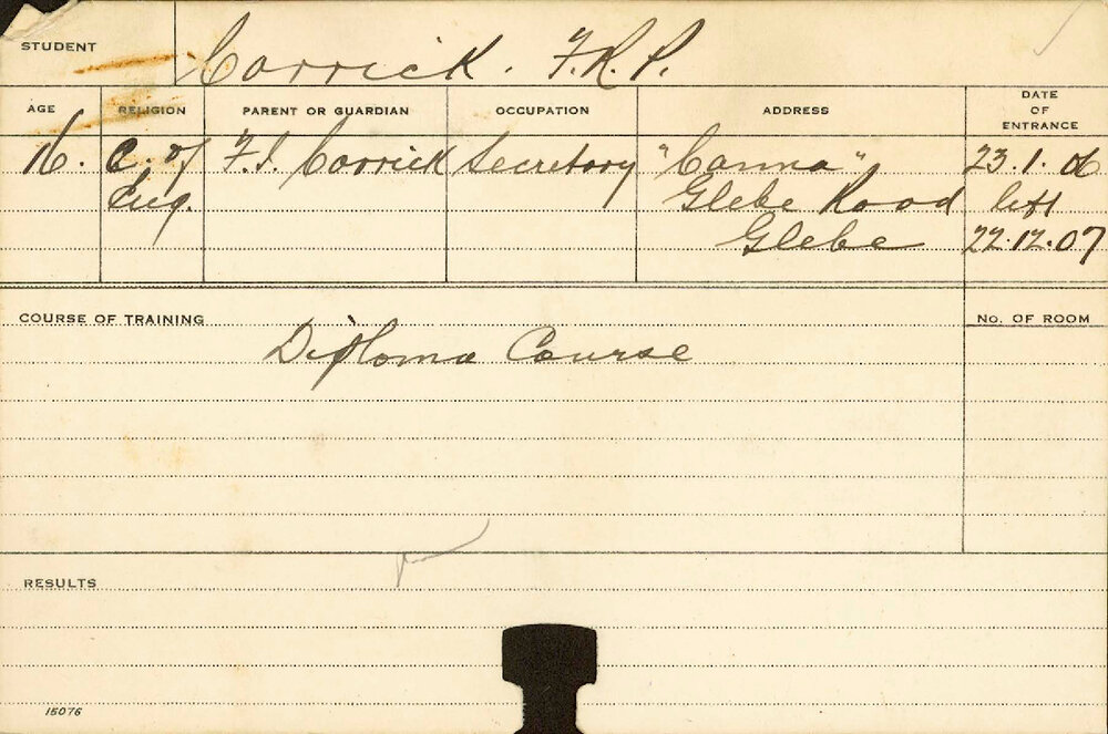 CARRICK, Frank RP (Hawkesbury Diploma of Agriculture (HDA))