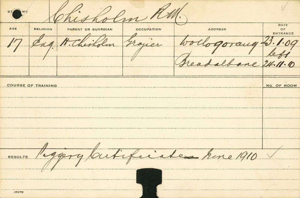 CHISHOLM, Roy Mackellar (Certificate - Piggery)