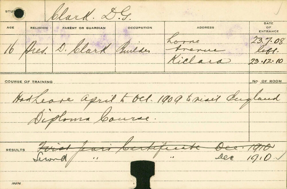 CLARK, DG (Hawkesbury Diploma of Agriculture (HDA))