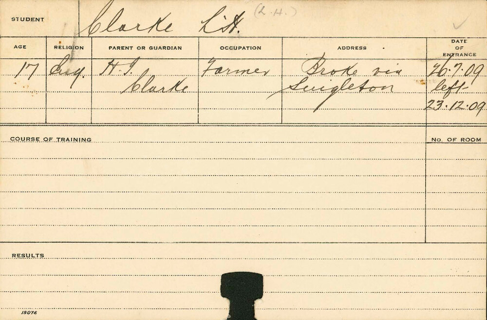 CLARKE, LH (Course Not Identified)