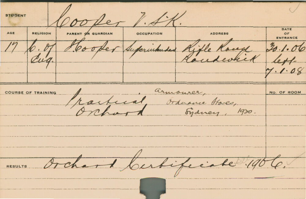 COOPER, VSK (Orchard Certificate)