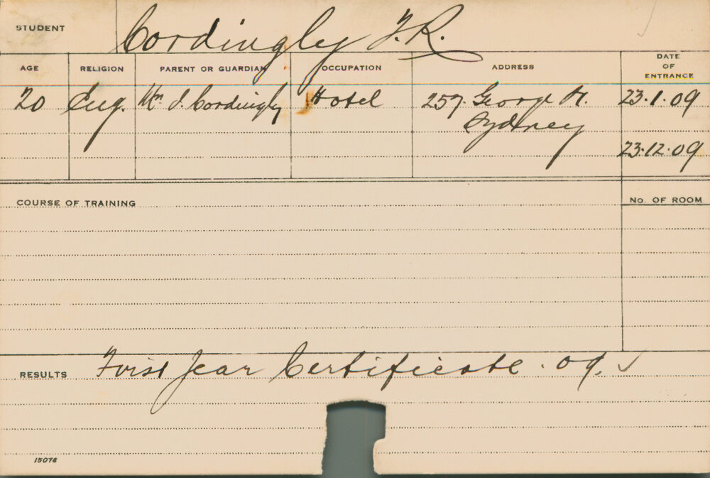 CORDINGLEY, TR (Certificate - First year)