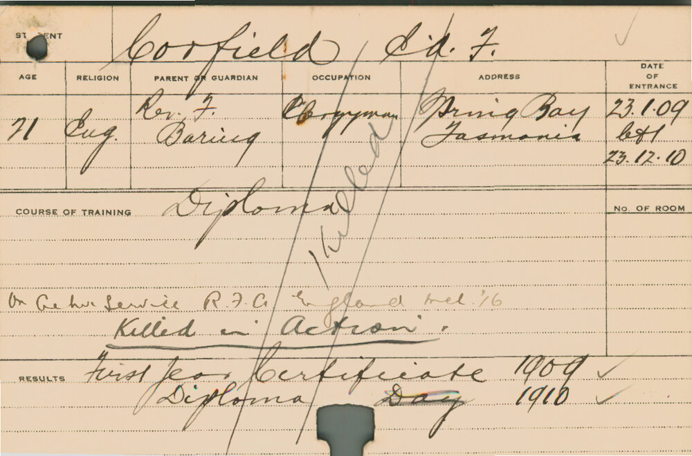 CORFIELD, EA (Certificate - First year &amp; Diploma)