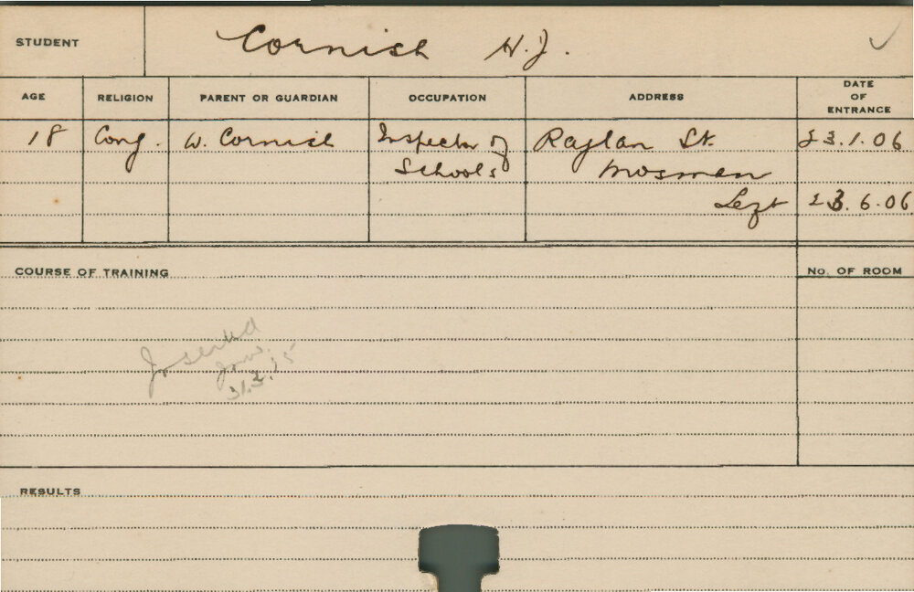 CORNISH, WJ (Course Not Identified)