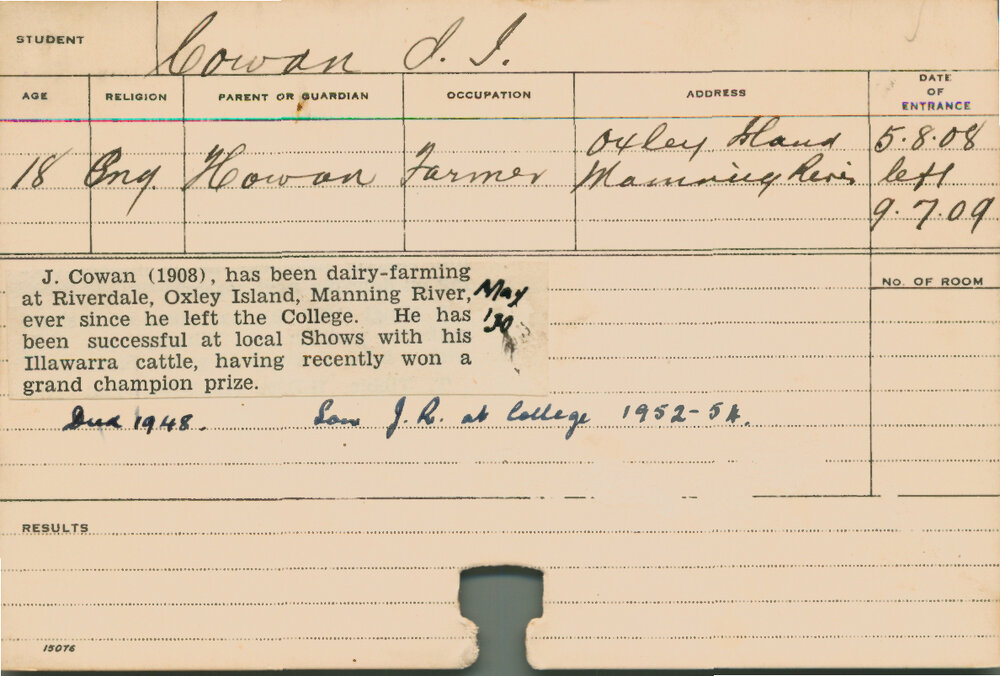 COWAN, J (Practical and Dairy Class)