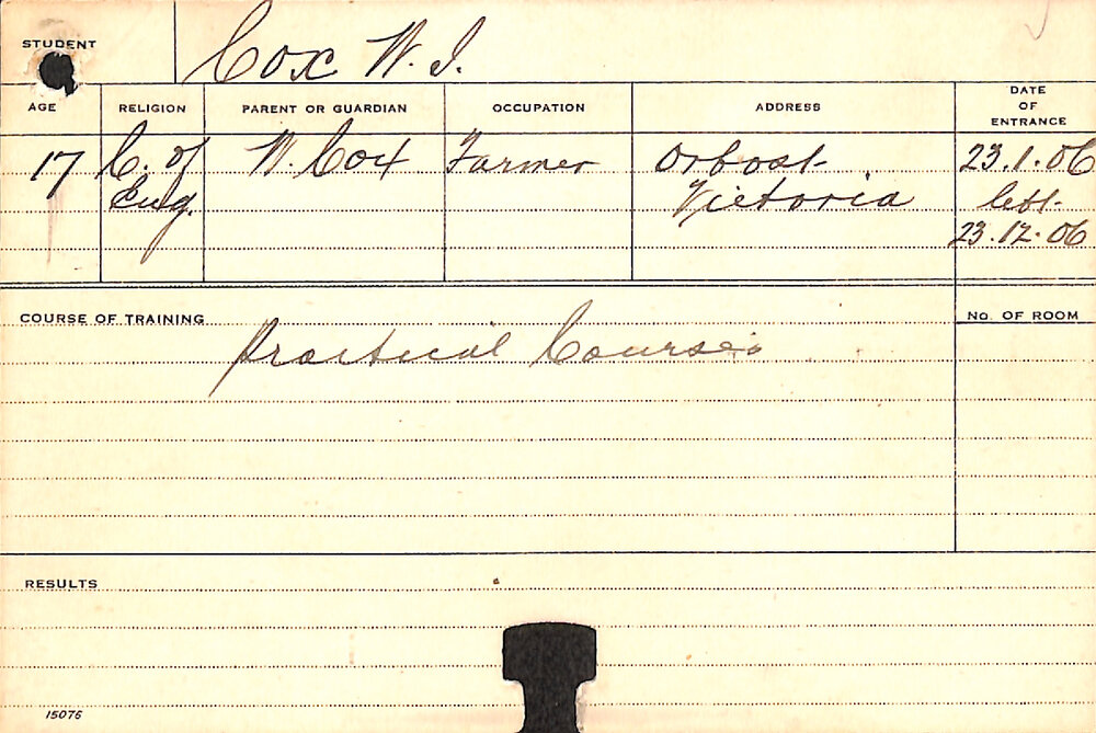 COX, WJ (Practical Courses)